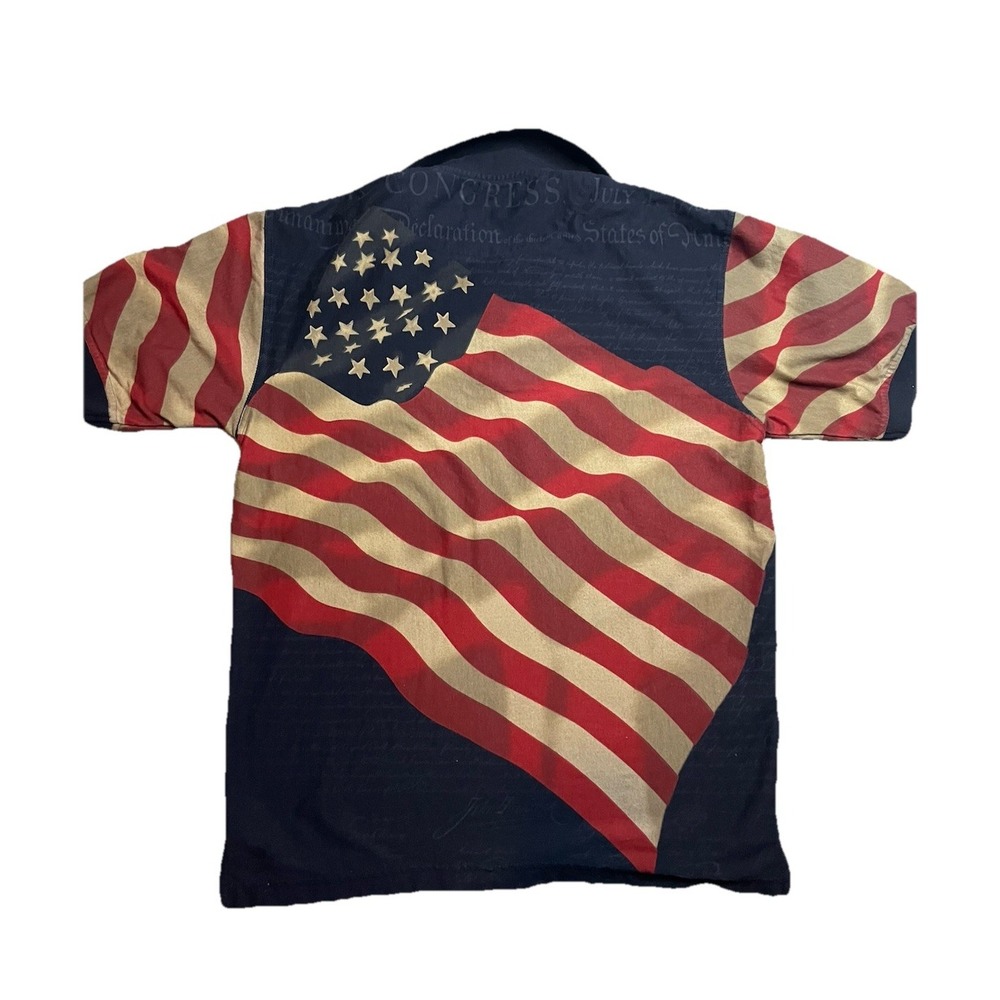 American Summer Clothing Co Men's Liberty Flag Stars Graphic Polo Shirt Sz M - Picture 10 of 10